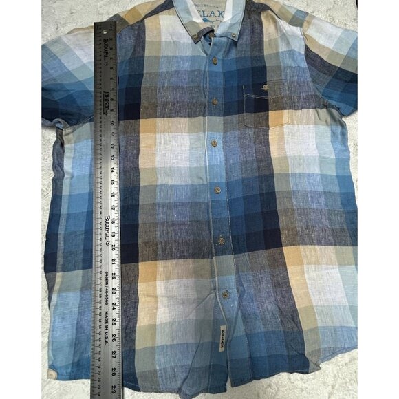 Tommy Bahama Island Modern Fit Plaid Button Down Short Sleeve Linen Shirt Large - Picture 8 of 8